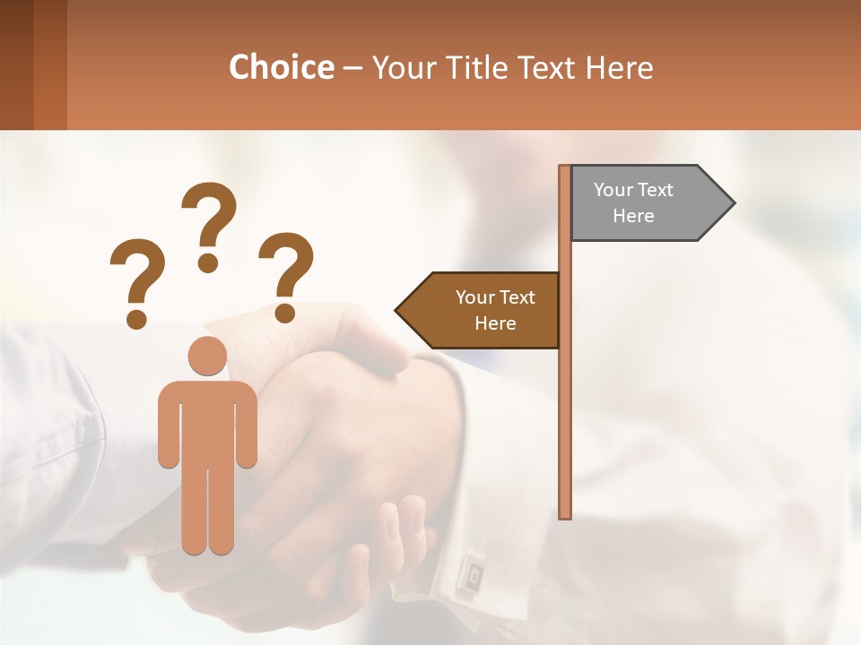 Two People Shaking Hands In Front Of A Blurry Background PowerPoint Template