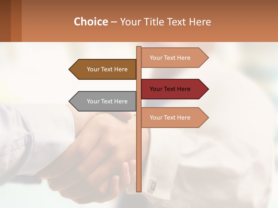 Two People Shaking Hands In Front Of A Blurry Background PowerPoint Template