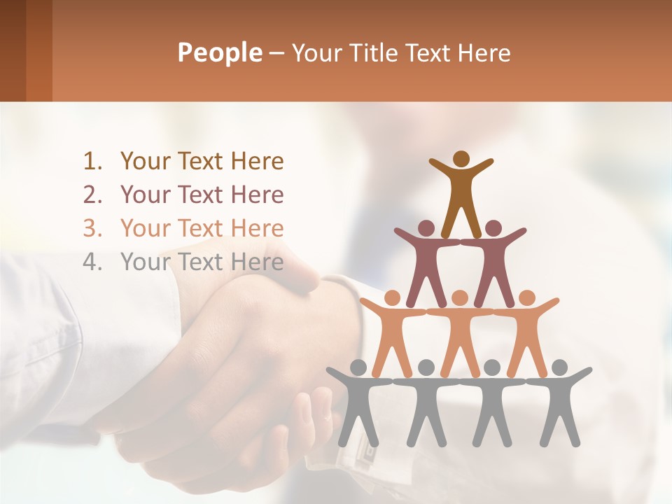 Two People Shaking Hands In Front Of A Blurry Background PowerPoint Template