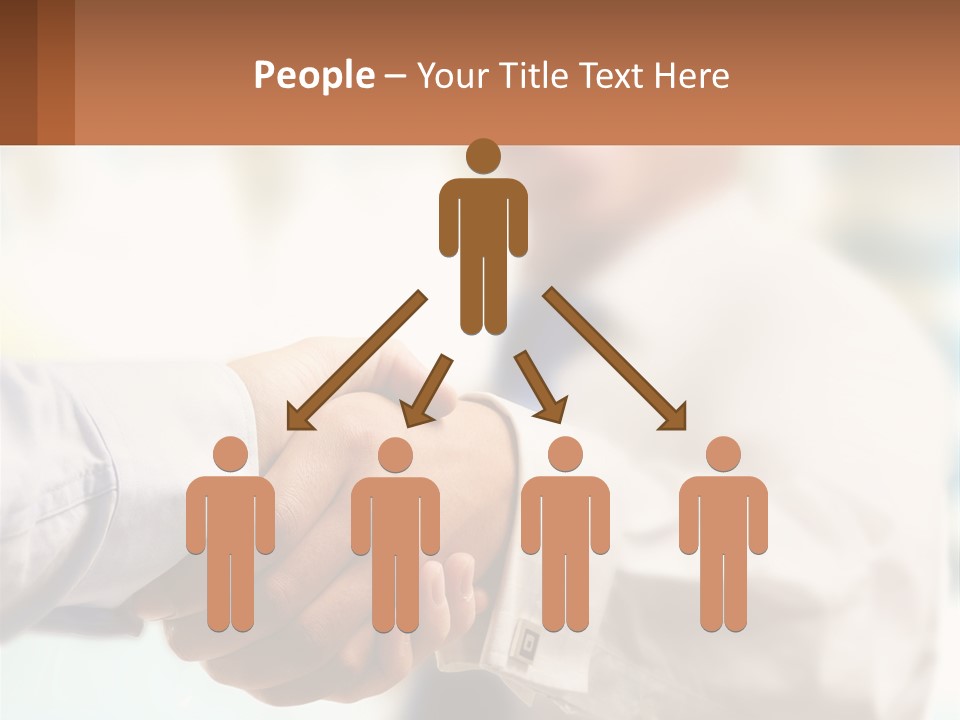 Two People Shaking Hands In Front Of A Blurry Background PowerPoint Template