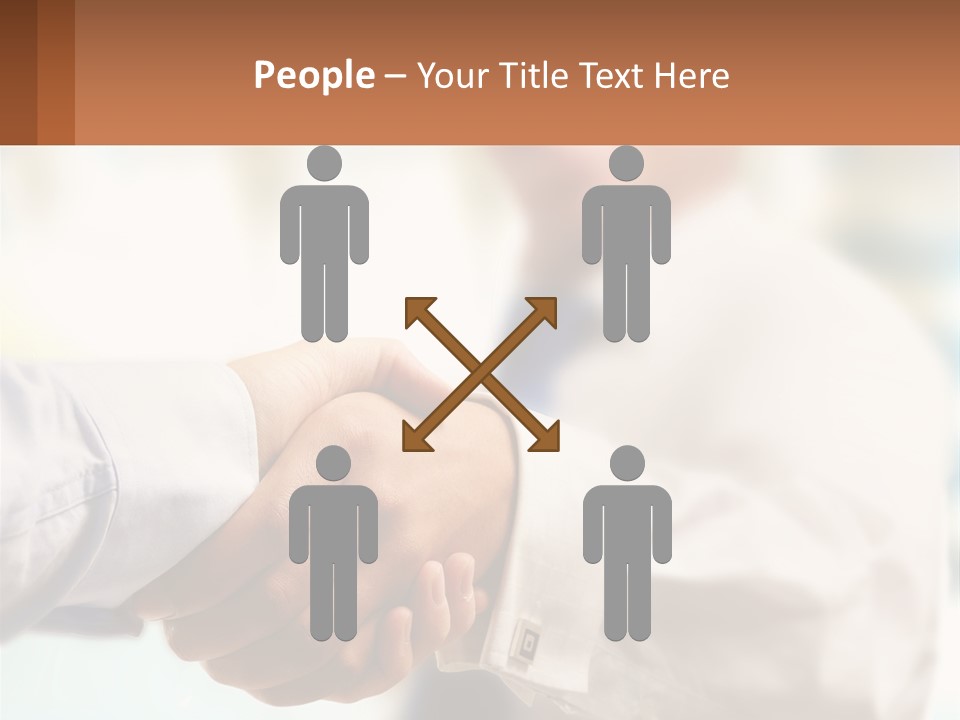 Two People Shaking Hands In Front Of A Blurry Background PowerPoint Template