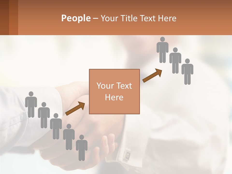Two People Shaking Hands In Front Of A Blurry Background PowerPoint Template
