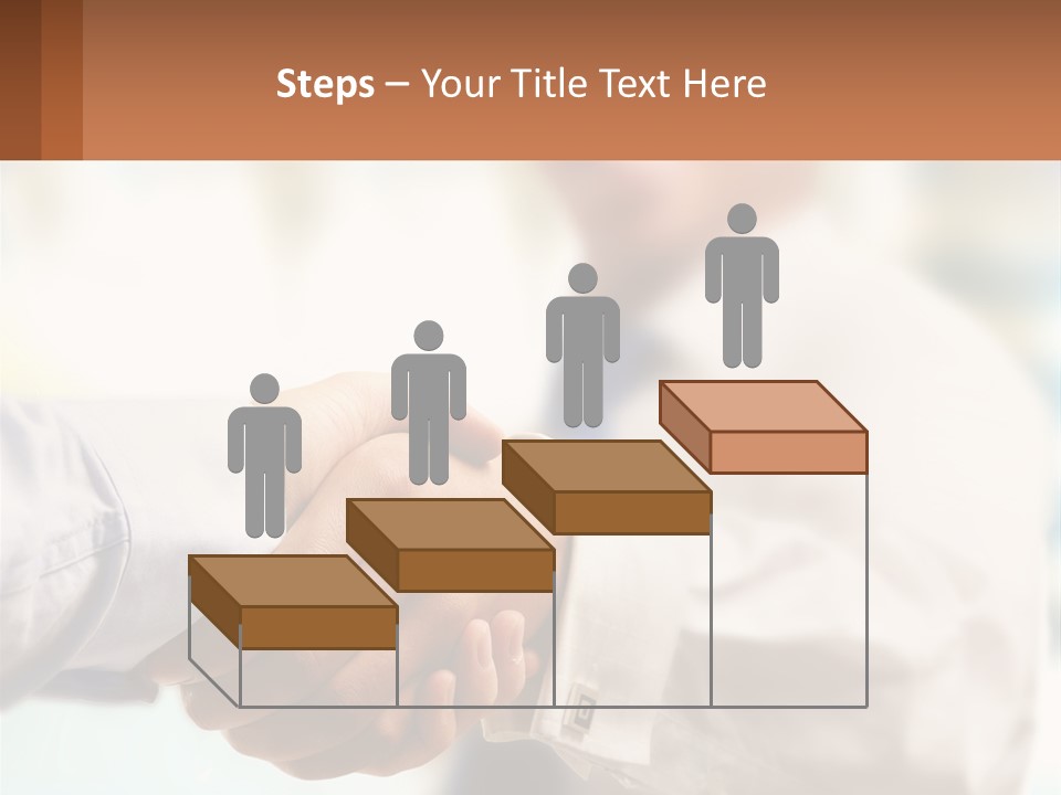 Two People Shaking Hands In Front Of A Blurry Background PowerPoint Template