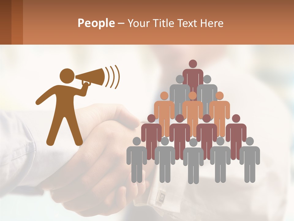 Two People Shaking Hands In Front Of A Blurry Background PowerPoint Template