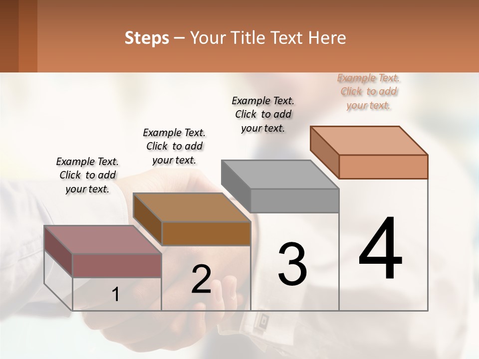 Two People Shaking Hands In Front Of A Blurry Background PowerPoint Template