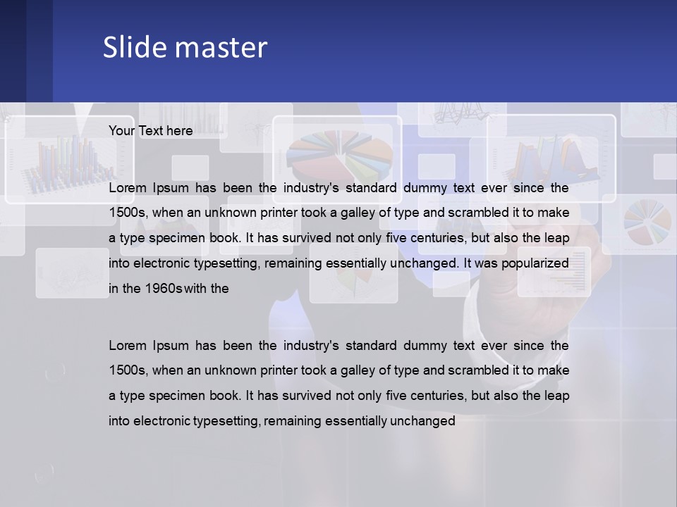 A Man In A Business Suit Touching A Screen With His Finger PowerPoint Template