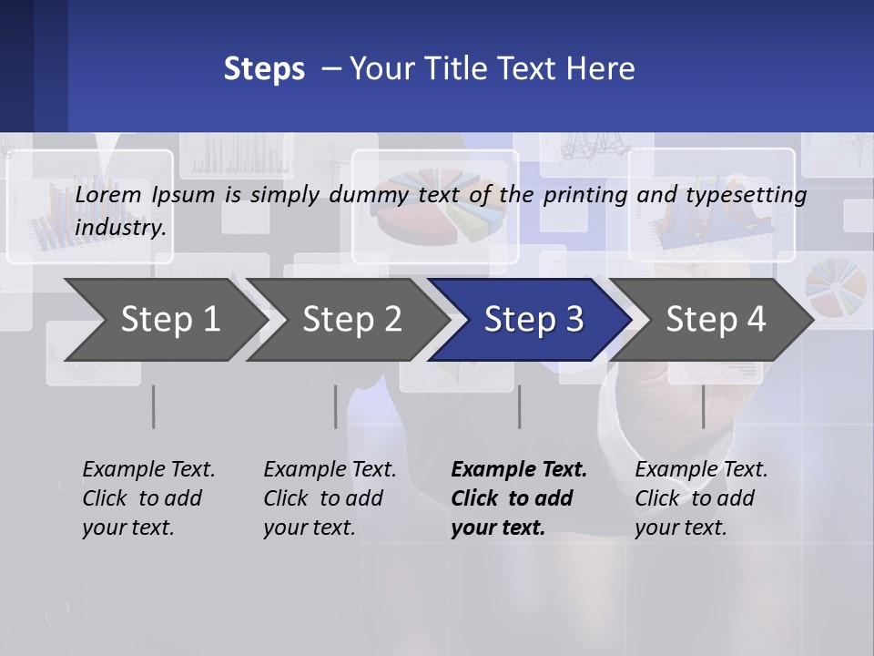 A Man In A Business Suit Touching A Screen With His Finger PowerPoint Template