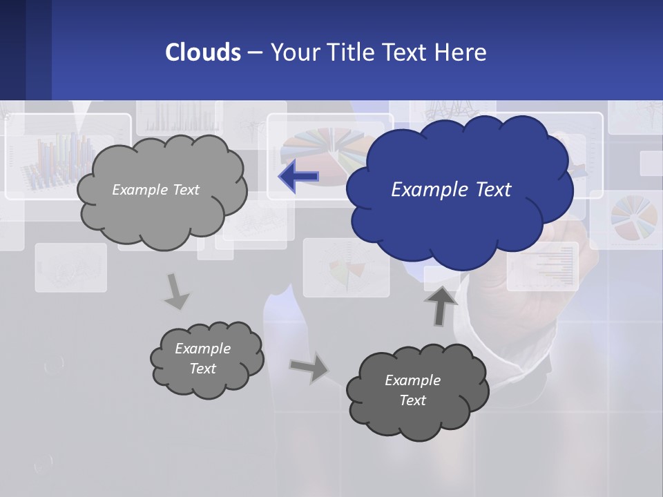 A Man In A Business Suit Touching A Screen With His Finger PowerPoint Template