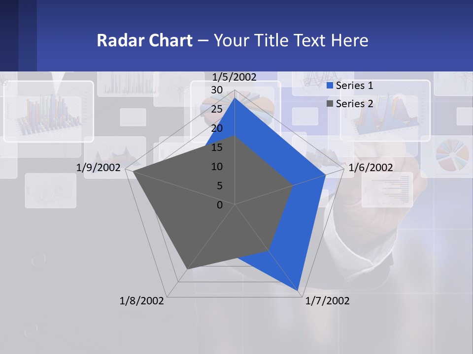 A Man In A Business Suit Touching A Screen With His Finger PowerPoint Template