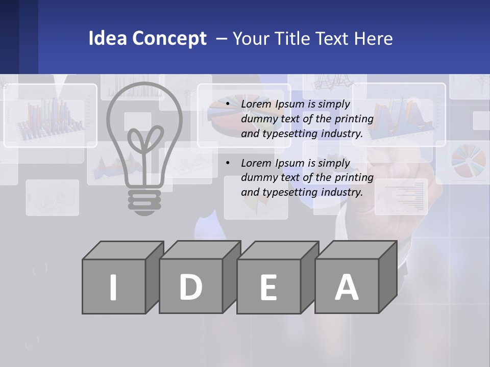 A Man In A Business Suit Touching A Screen With His Finger PowerPoint Template