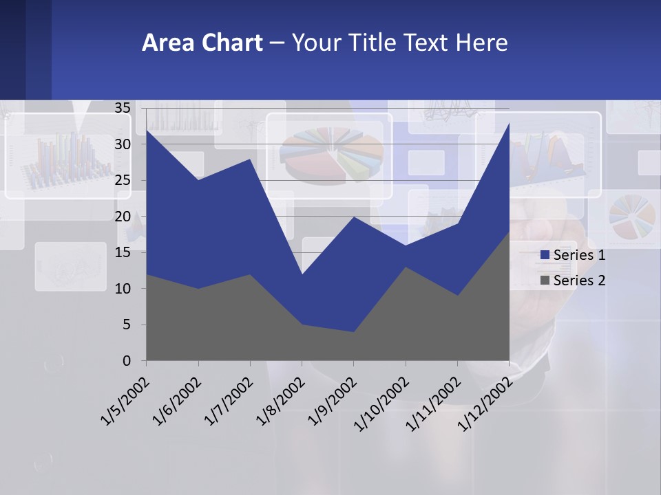 A Man In A Business Suit Touching A Screen With His Finger PowerPoint Template