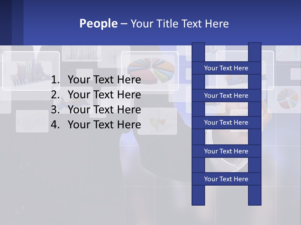 A Man In A Business Suit Touching A Screen With His Finger PowerPoint Template