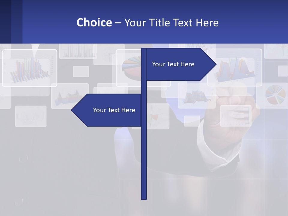 A Man In A Business Suit Touching A Screen With His Finger PowerPoint Template