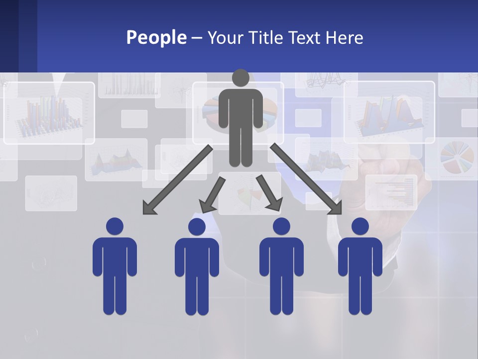 A Man In A Business Suit Touching A Screen With His Finger PowerPoint Template