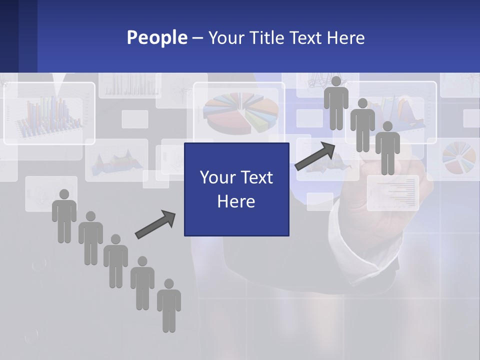 A Man In A Business Suit Touching A Screen With His Finger PowerPoint Template