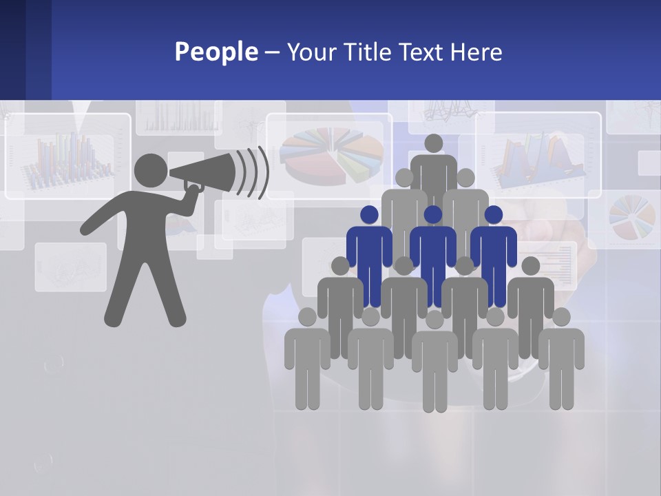 A Man In A Business Suit Touching A Screen With His Finger PowerPoint Template