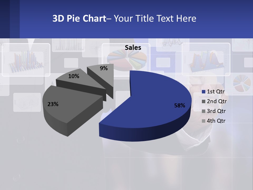 A Man In A Business Suit Touching A Screen With His Finger PowerPoint Template