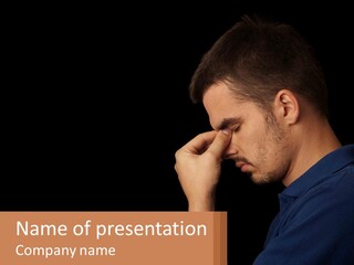 A Man Holding His Hand To His Face PowerPoint Template