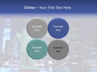The Statue Of Liberty In New York City At Night PowerPoint Template