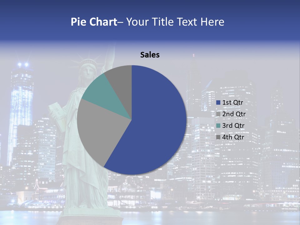 The Statue Of Liberty In New York City At Night PowerPoint Template