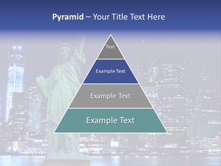 The Statue Of Liberty In New York City At Night PowerPoint Template