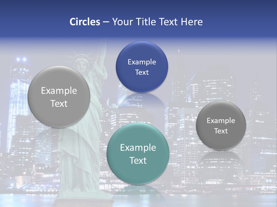 The Statue Of Liberty In New York City At Night PowerPoint Template