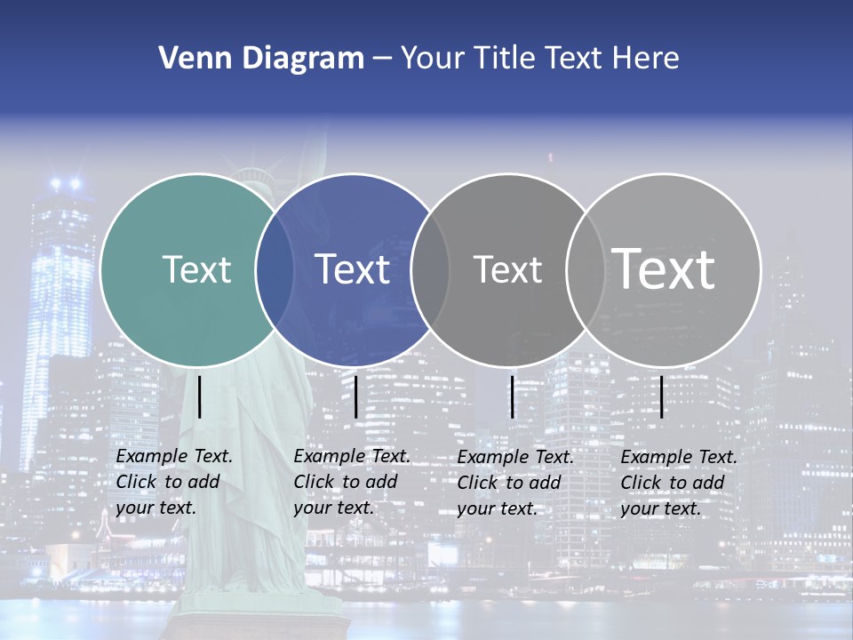 The Statue Of Liberty In New York City At Night PowerPoint Template