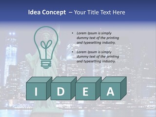 The Statue Of Liberty In New York City At Night PowerPoint Template