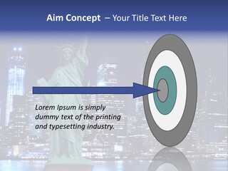 The Statue Of Liberty In New York City At Night PowerPoint Template
