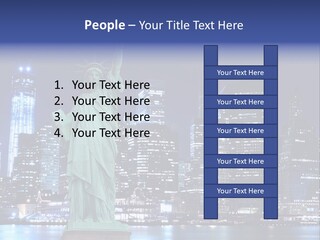 The Statue Of Liberty In New York City At Night PowerPoint Template