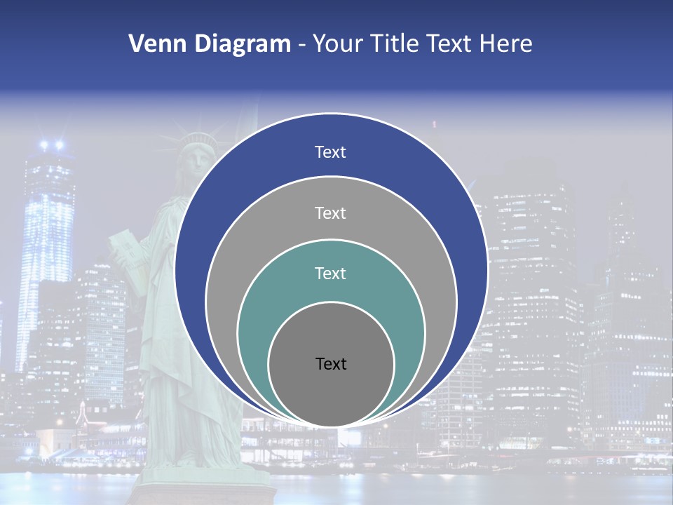 The Statue Of Liberty In New York City At Night PowerPoint Template