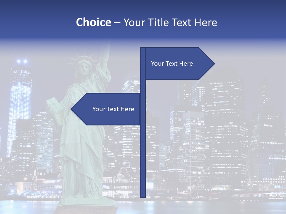 The Statue Of Liberty In New York City At Night PowerPoint Template