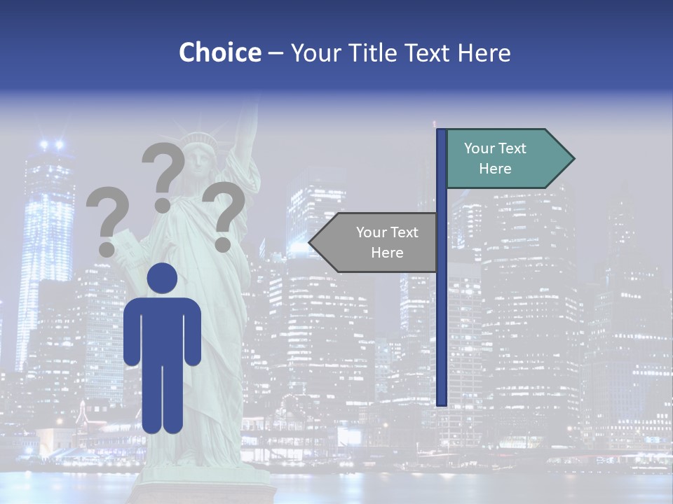 The Statue Of Liberty In New York City At Night PowerPoint Template