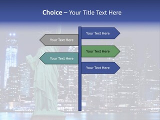 The Statue Of Liberty In New York City At Night PowerPoint Template