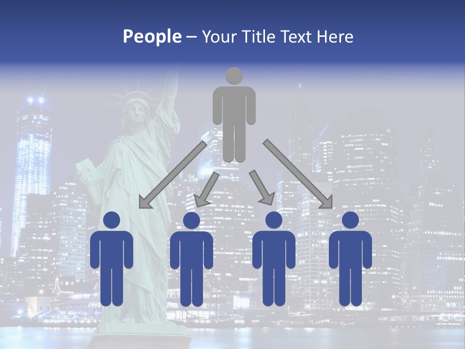 The Statue Of Liberty In New York City At Night PowerPoint Template