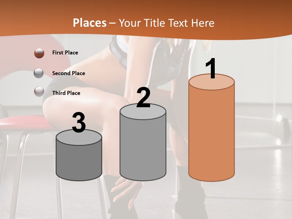 A Beautiful Woman In A Short Skirt Sitting On A Chair PowerPoint Template