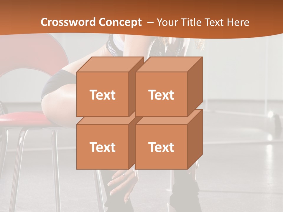 A Beautiful Woman In A Short Skirt Sitting On A Chair PowerPoint Template