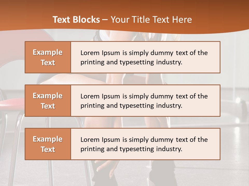 A Beautiful Woman In A Short Skirt Sitting On A Chair PowerPoint Template