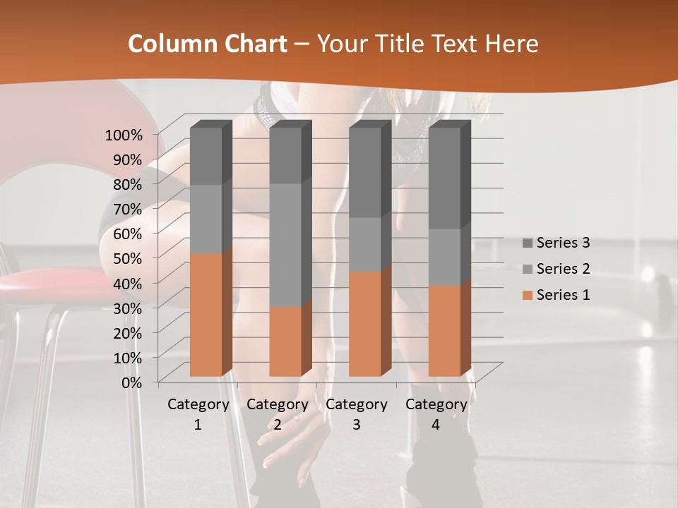 A Beautiful Woman In A Short Skirt Sitting On A Chair PowerPoint Template