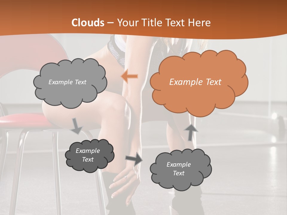 A Beautiful Woman In A Short Skirt Sitting On A Chair PowerPoint Template