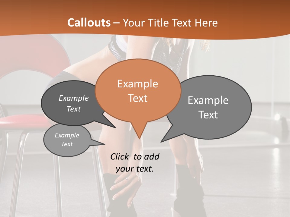 A Beautiful Woman In A Short Skirt Sitting On A Chair PowerPoint Template