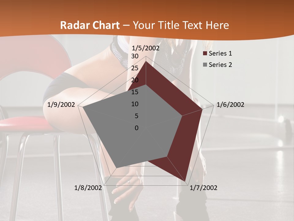 A Beautiful Woman In A Short Skirt Sitting On A Chair PowerPoint Template