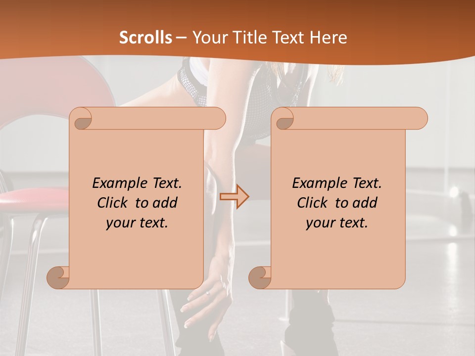 A Beautiful Woman In A Short Skirt Sitting On A Chair PowerPoint Template