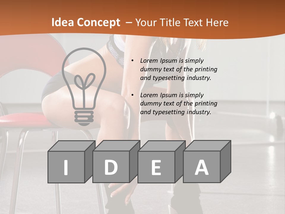 A Beautiful Woman In A Short Skirt Sitting On A Chair PowerPoint Template