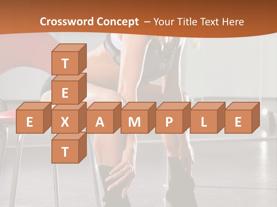 A Beautiful Woman In A Short Skirt Sitting On A Chair PowerPoint Template