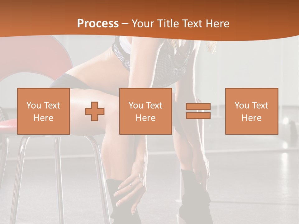 A Beautiful Woman In A Short Skirt Sitting On A Chair PowerPoint Template