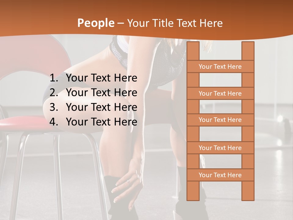 A Beautiful Woman In A Short Skirt Sitting On A Chair PowerPoint Template