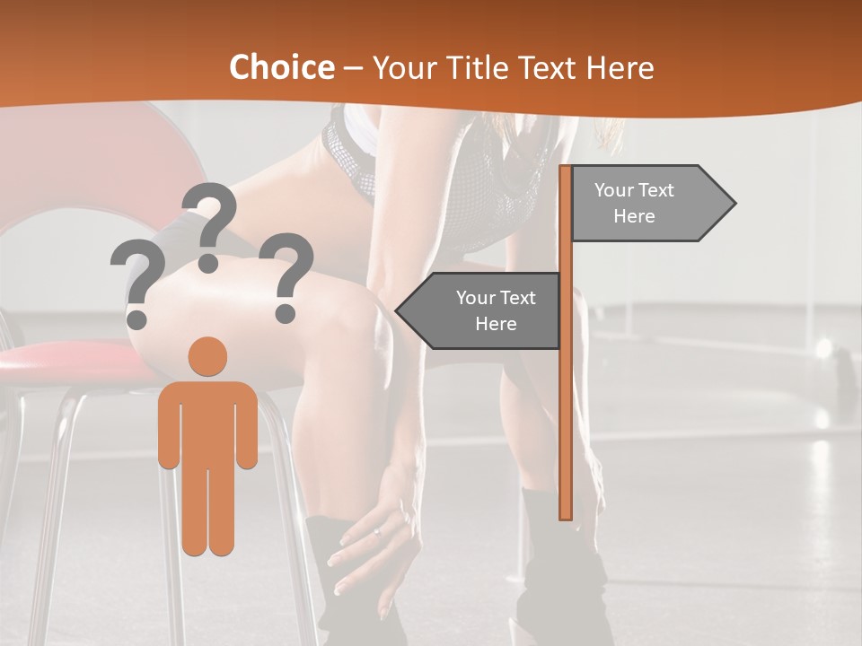 A Beautiful Woman In A Short Skirt Sitting On A Chair PowerPoint Template