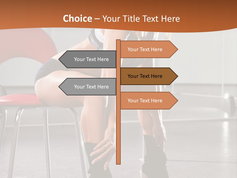 A Beautiful Woman In A Short Skirt Sitting On A Chair PowerPoint Template