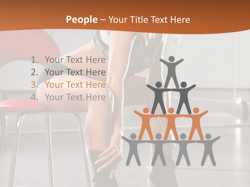 A Beautiful Woman In A Short Skirt Sitting On A Chair PowerPoint Template